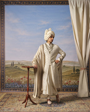Ivory Chikankari Sherwani
