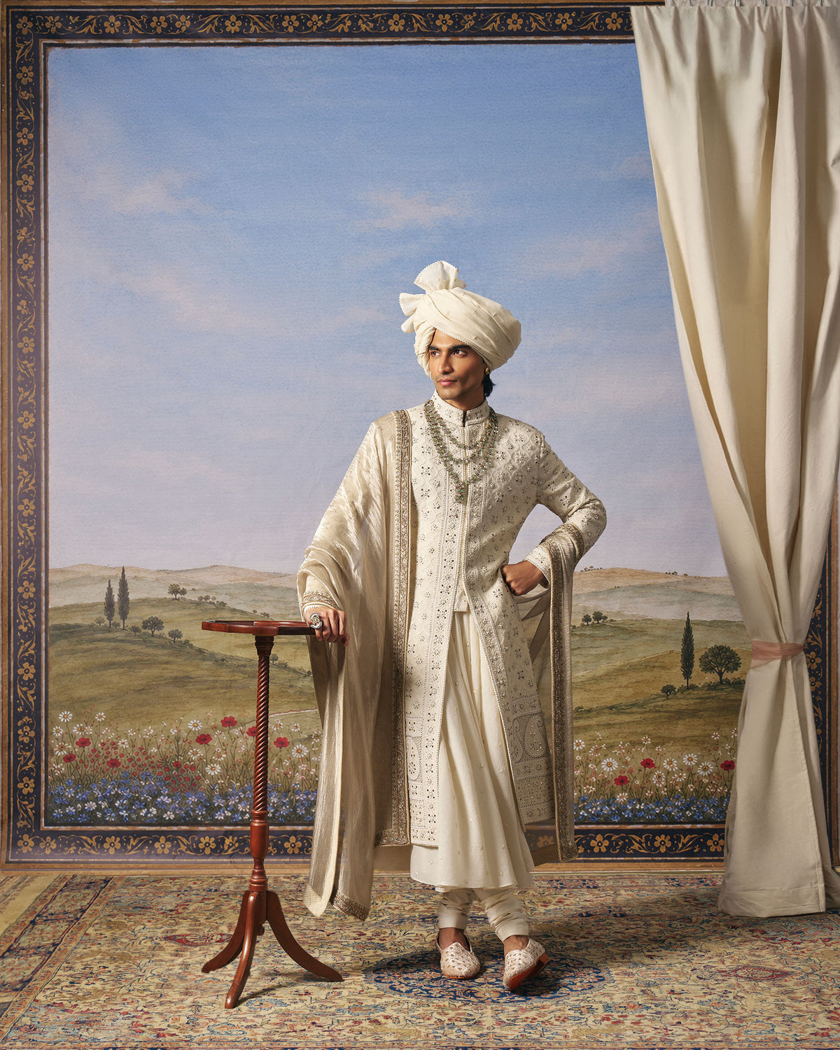 Ivory Chikankari Sherwani Set