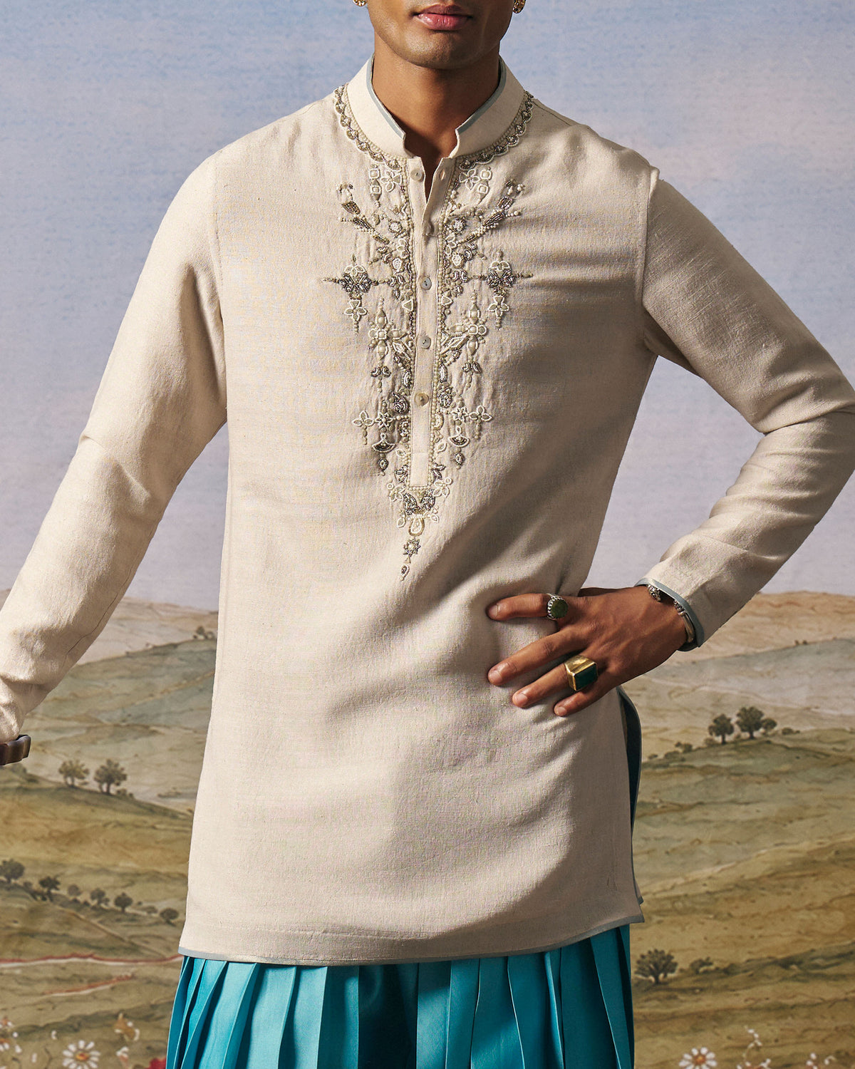 Ote Milk Matka Silk Embroidered Kurta Set