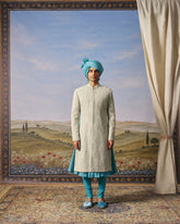Sage Green Floral Sherwani