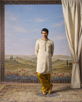 Yellow Zardozi Jaal Bundi