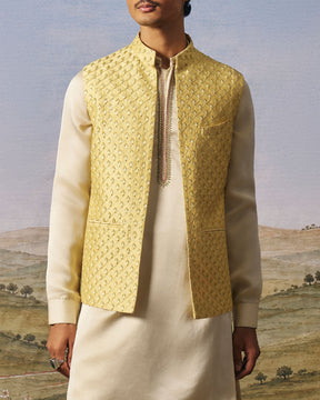 Yellow Zardozi Jaal Bundi