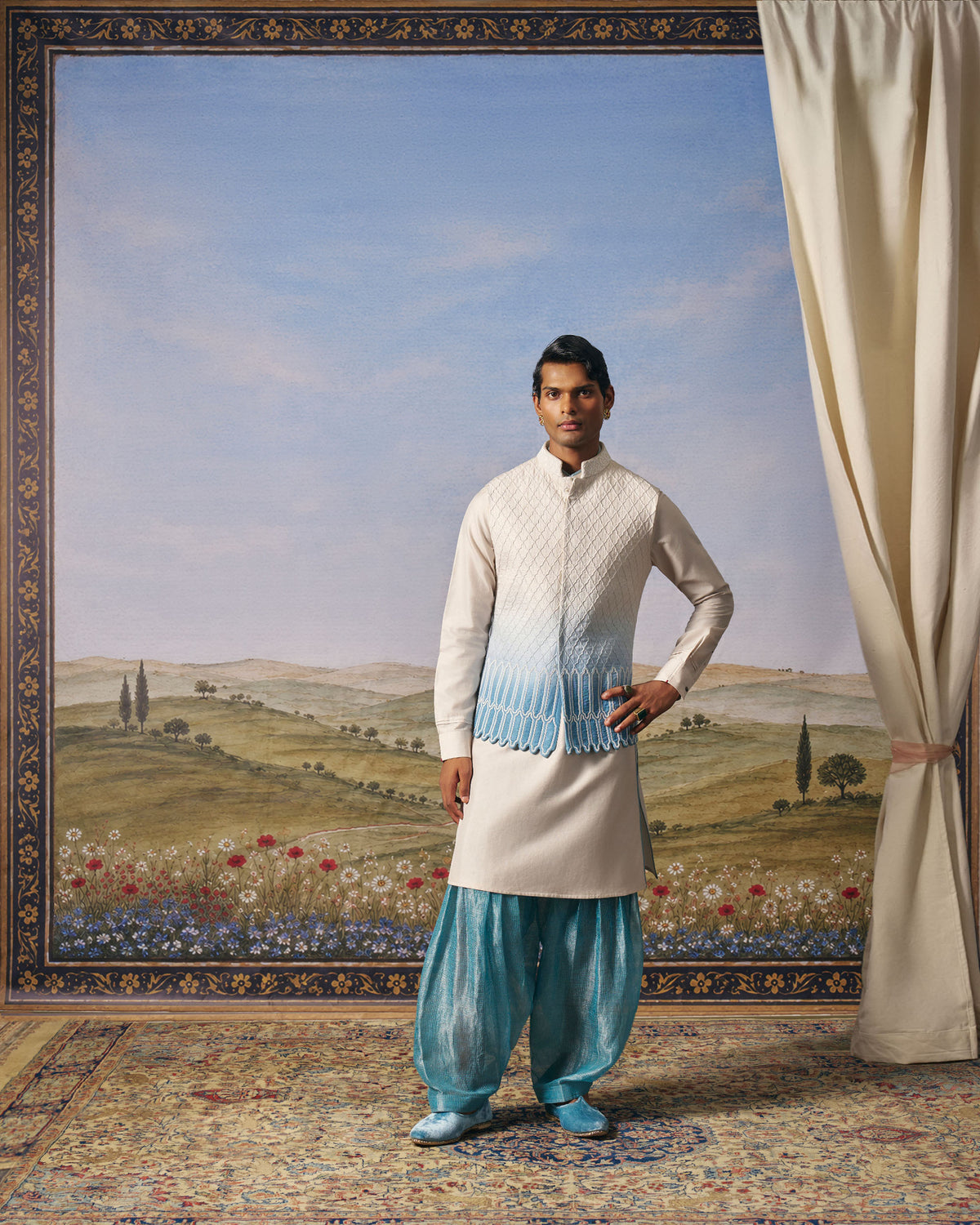 Firozy Ombre Corded Jaal Bundi