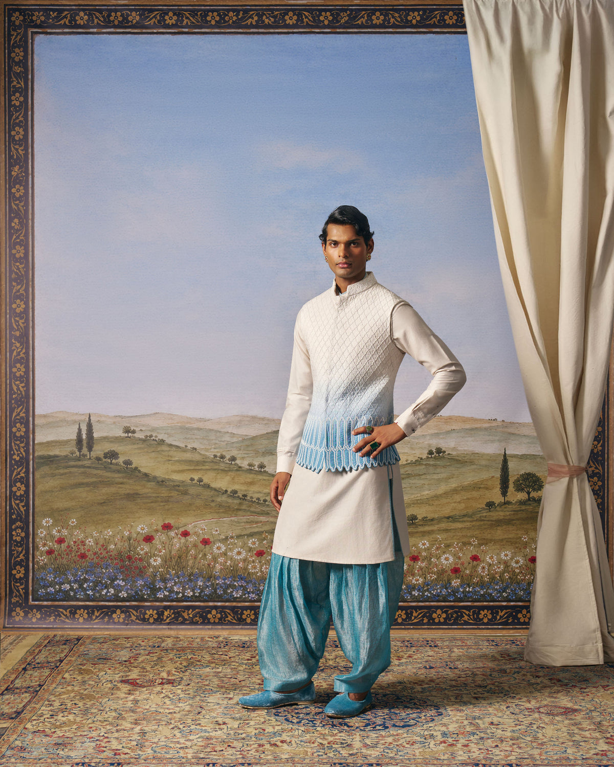 Firozy Ombre Corded Jaal Bundi