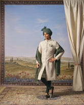 Light Grey Kohra Sherwani Set