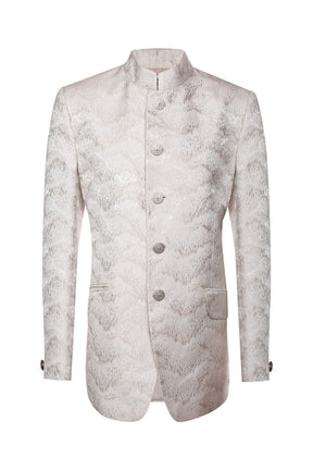 Ivory self jacquard classic bandhgala