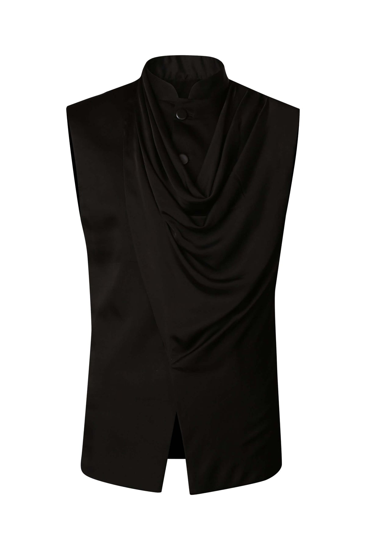 BLACK DRAPED NEHRU JACKET