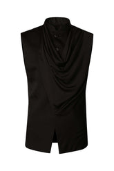 BLACK DRAPED NEHRU JACKET