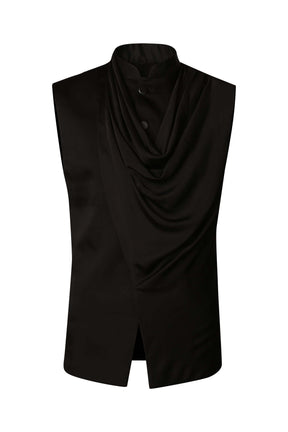 BLACK DRAPED NEHRU JACKET