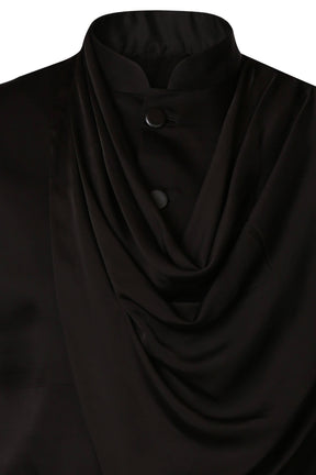 BLACK DRAPED NEHRU JACKET