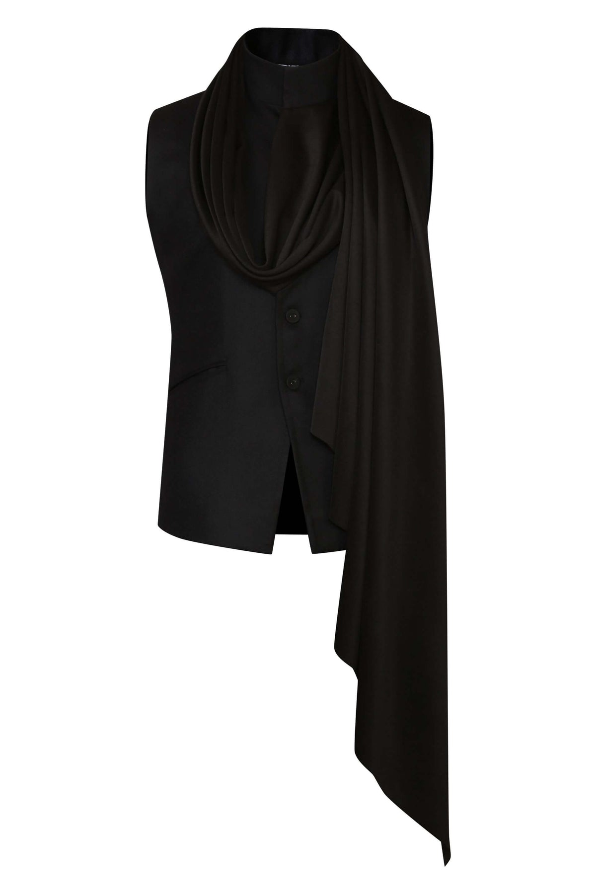 BLACK DRAPED NEHRU JACKET