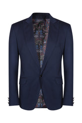 Deep blue terry wool wing collar suit