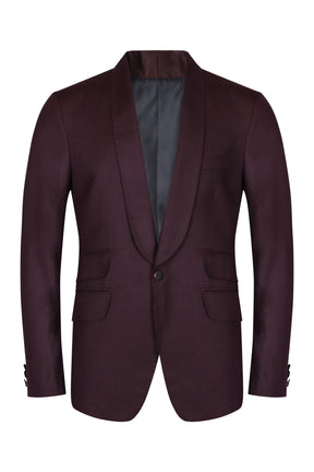 Wine color terry wool shawl collar suit