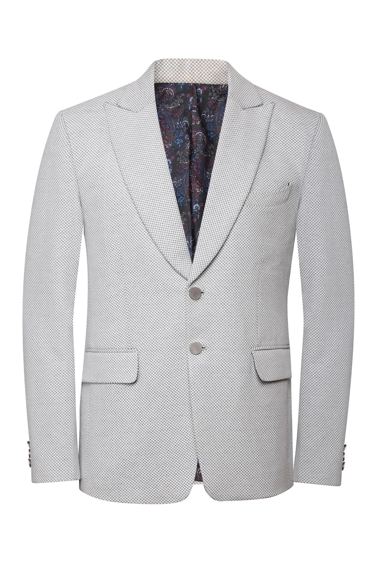 Light grey wing collar jacket in hosiery