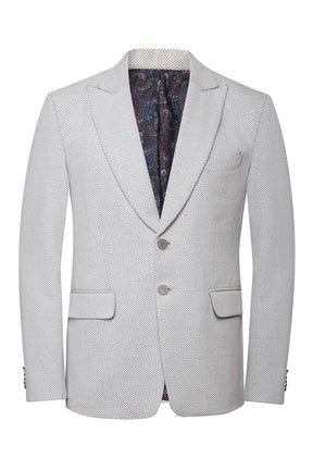 Light grey wing collar jacket in hosiery
