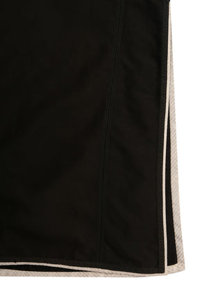 BLACK CLASSIC CHANDERI KURTA WITH  INTRICATE TAILORING DETAILS