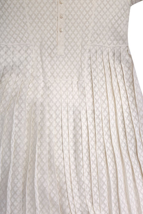 IVORY CUT WORK CHANDERI PLEATED KURTA