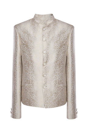 Gold hand woven bandhgala in brocade silk