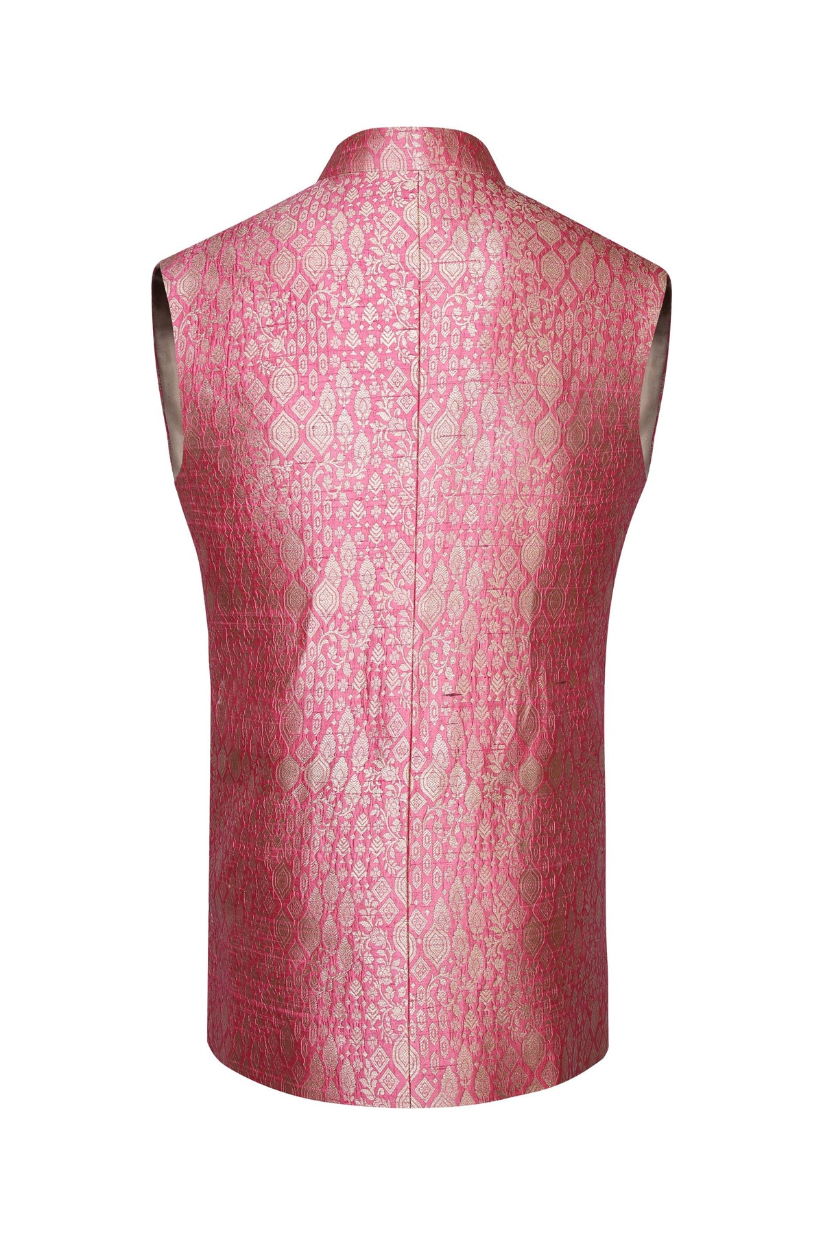 PINK AND SILVER BROCADE BUNDI